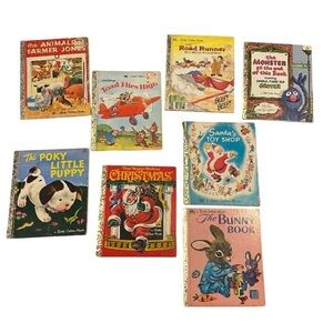 Vintage Walt Disney Little Golden Book Set of 8 Kid Reading Illustrated 1955-85